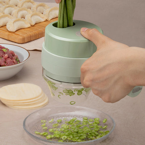 4 in 1 Handheld Electric Vegetable Cutter Set for Garlic Pepper Chili Onion Celery Ginger Meat with Brush Kitchen Tools